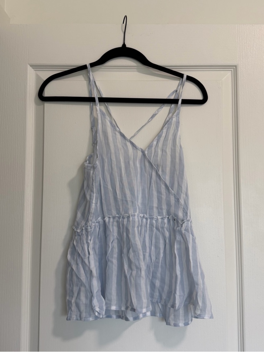 NWT American Eagle blue/white striped top Size S #babydoll #summerdress
